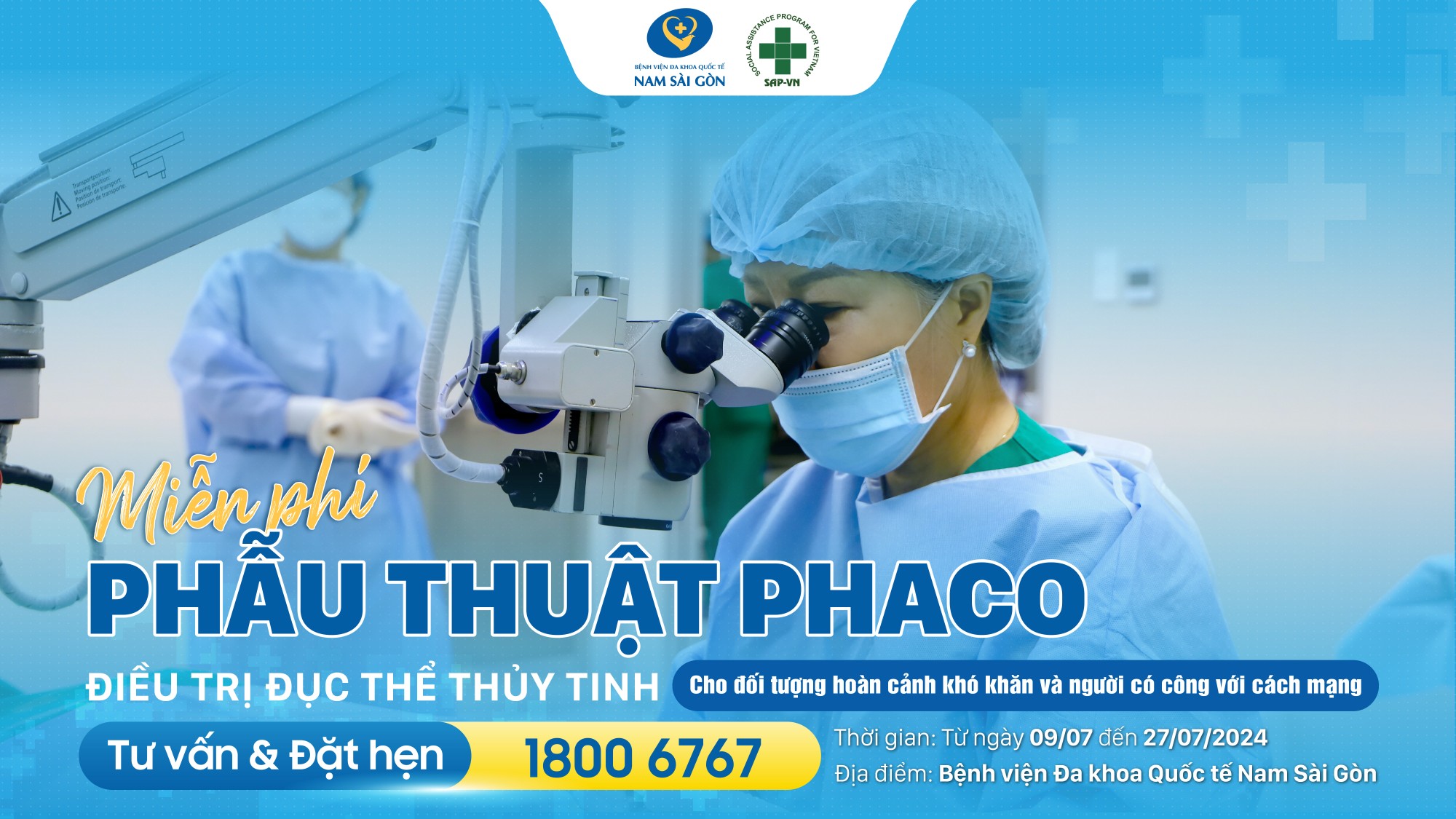 MIỄN PHÍ PHẪU THUẬT ĐIỀU TRỊ ĐỤC THỦY TINH THỂ