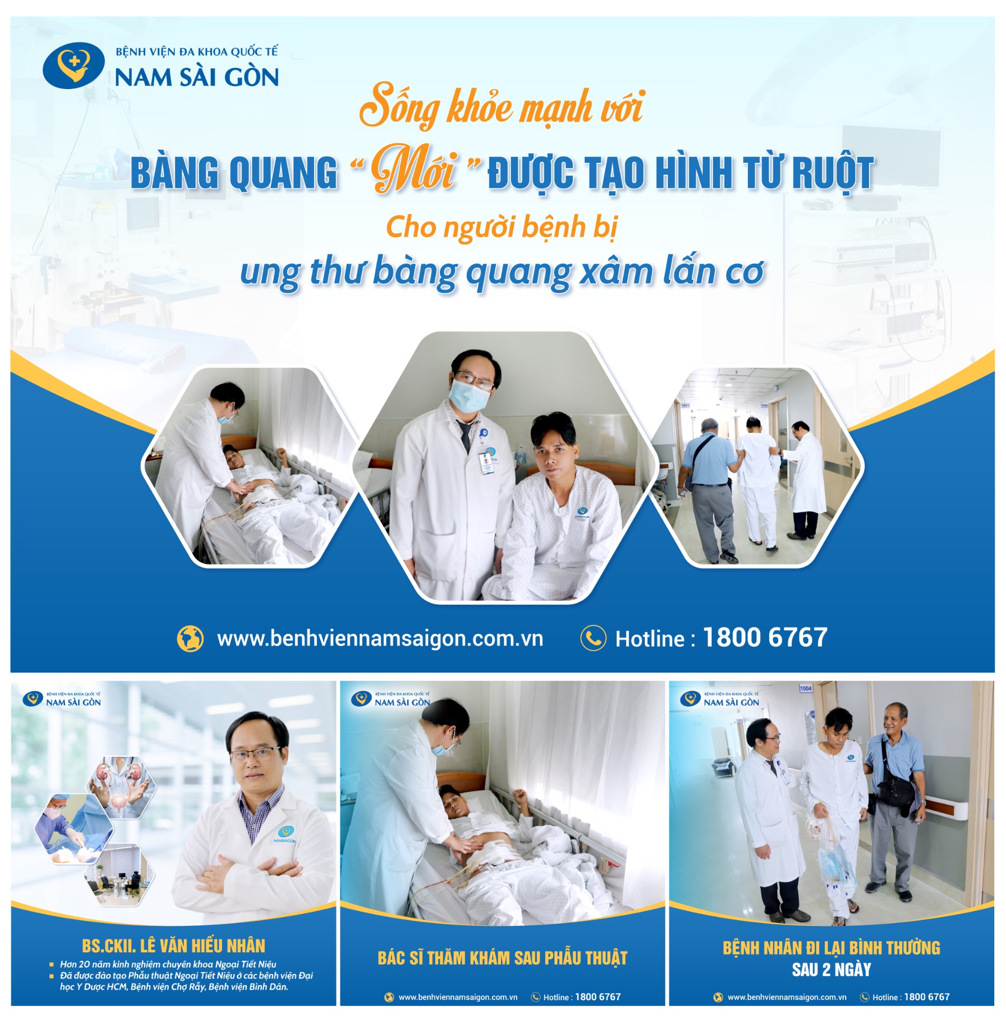 SỐNG KHỎE MẠNH VỚI BÀNG QUANG “MỚI” ĐƯỢC TẠO HÌNH TỪ RUỘT CHO NGƯỜI BỆNH BỊ UNG THƯ BÀNG QUANG XÂM LẤN CƠ