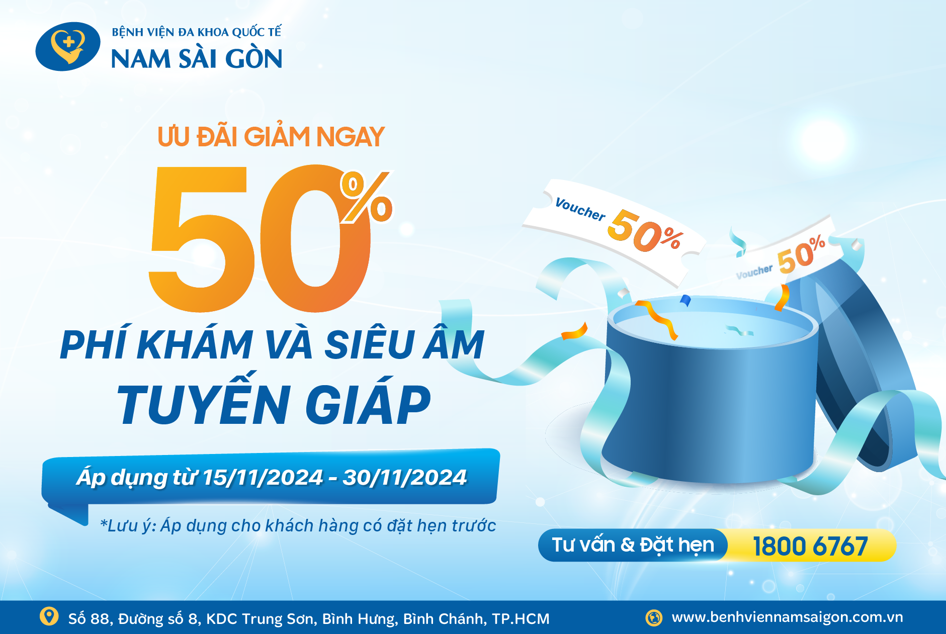 ƯU ĐÃI GIẢM 50% PHÍ KHÁM VÀ SIÊU ÂM TUYẾN GIÁP